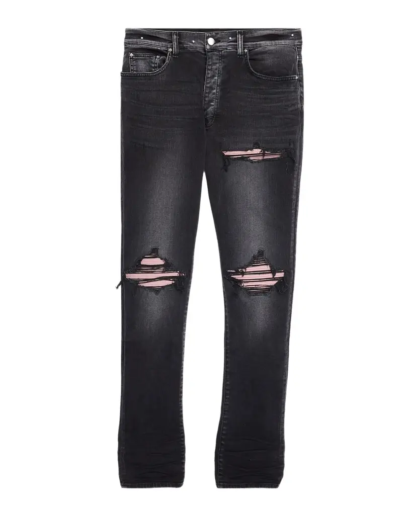 Amiri Men 's Mx1 Ultrasuede-Repaired Stretch Denim Jeans