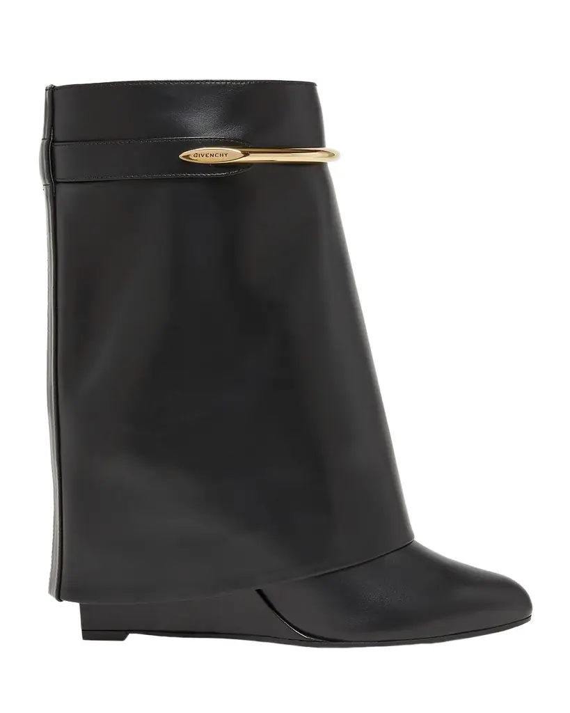 Givenchy Shark Pinch Draped Leather Wedge Ankle Boots