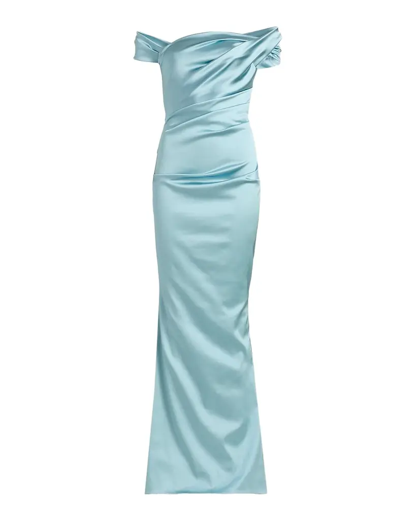 Talbot Runhof Draped Satin Duchesse Off-The-Shoulder Mermaid Gown