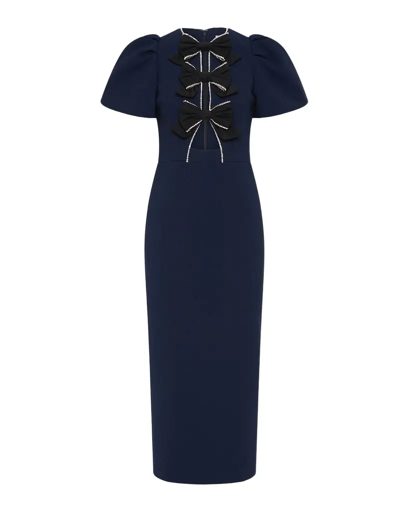 REBECCA VALLANCE Nemy Bow-Embellished Cutout Crepe Midi Dress