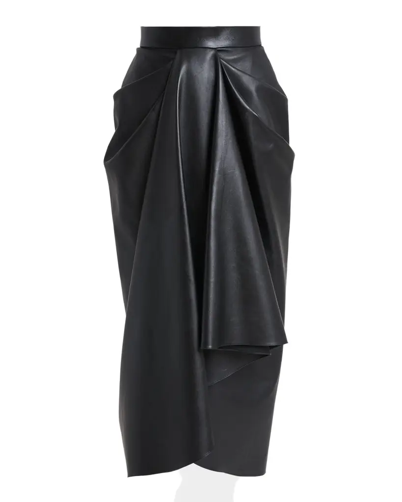 Givenchy Draped Leather Midi Skirt