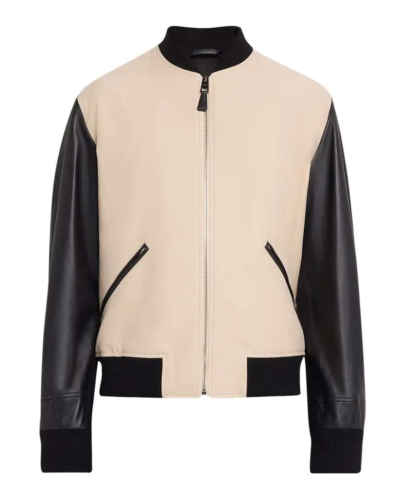 Givenchy Men 's Mixed-Material Logo Bomber Jacket