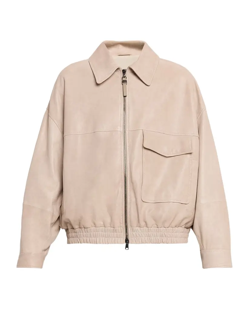 Brunello Cucinelli Glossy Nappa Leather Outerwear Jacket