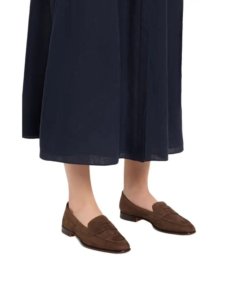 Santoni Suede Penny Loafers
