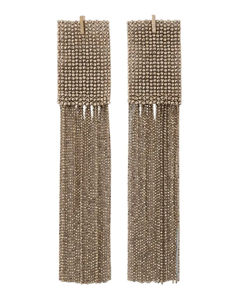Brunello Cucinelli Sterling Silver Fringe Drop Earrings