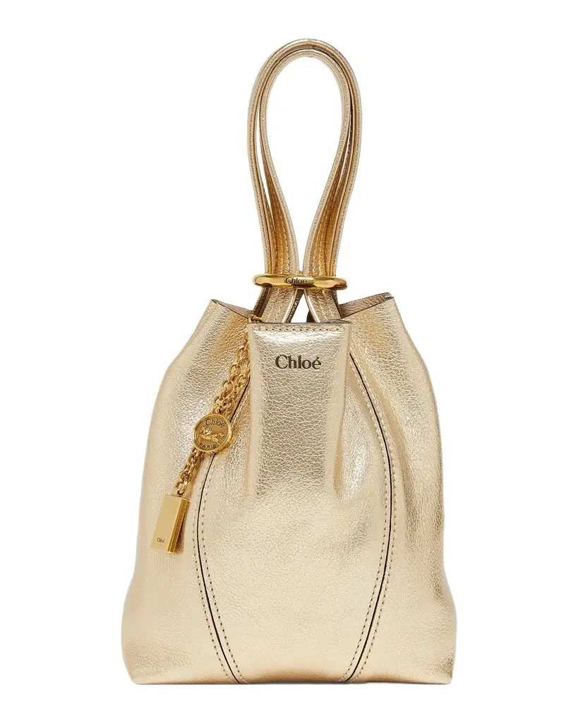 Chloe Spin Mini Tote Bag in Metallic Leather