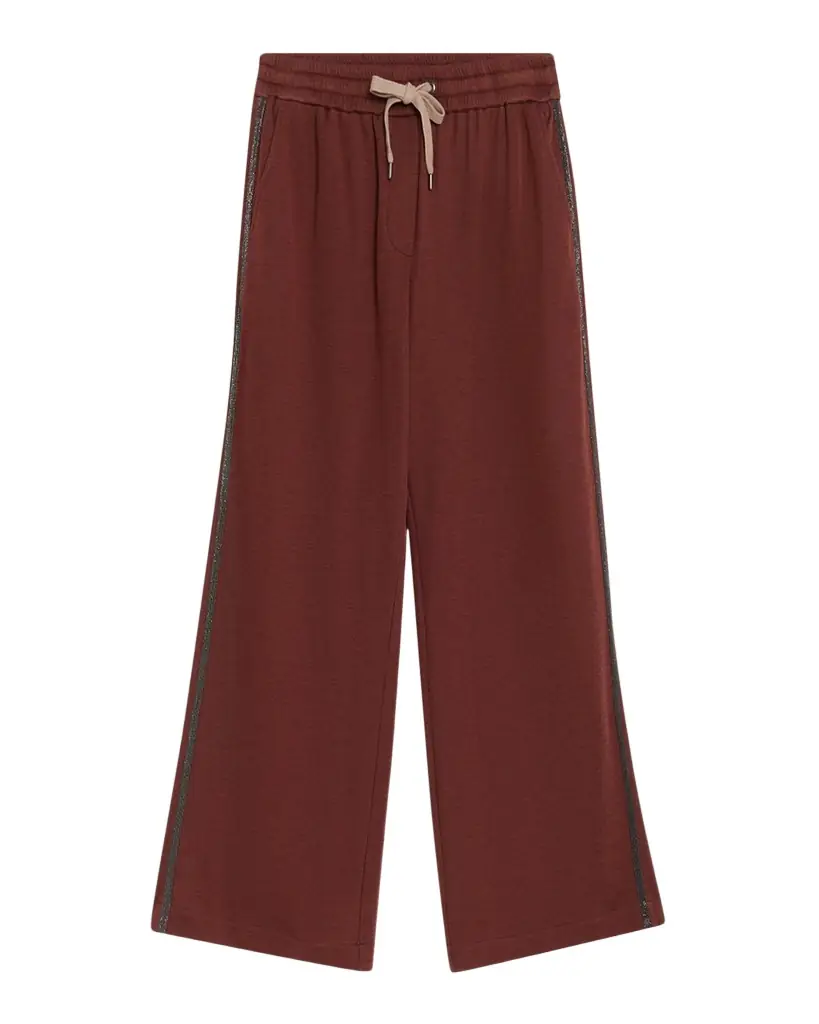 Brunello Cucinelli Cotton Silk Wide-Leg Drawstring Pants