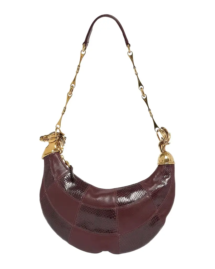 Chloe Chain Horse Shoulder Bag in Patchwork Leather