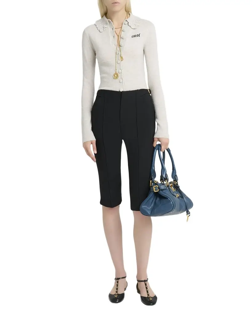Chloe Pintuck Skinny-Leg Capri Trousers