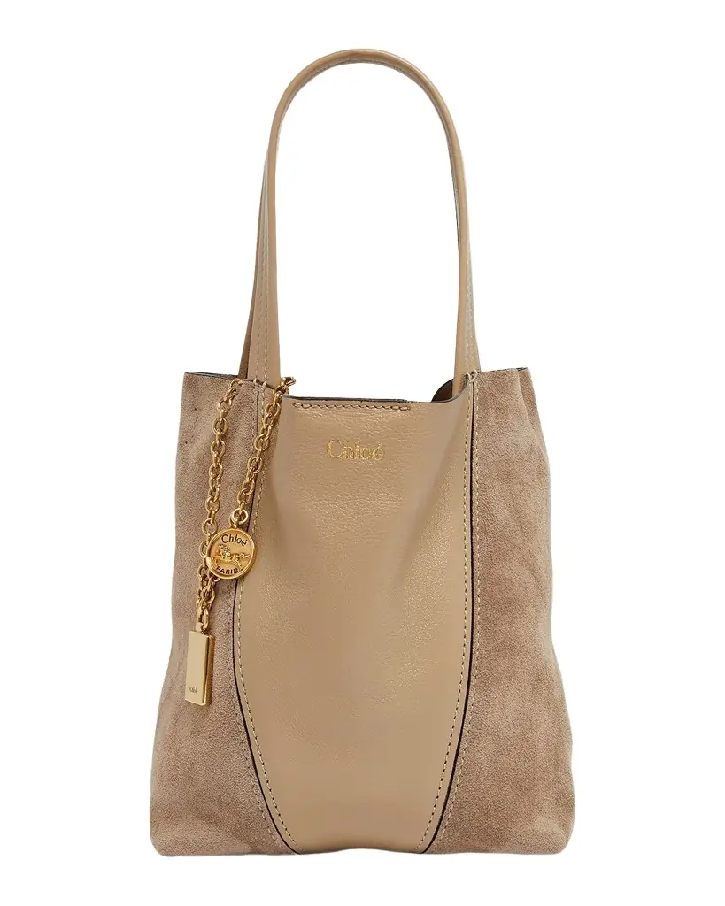 Chloe Spin Mini Tote Bag in Leather and Suede