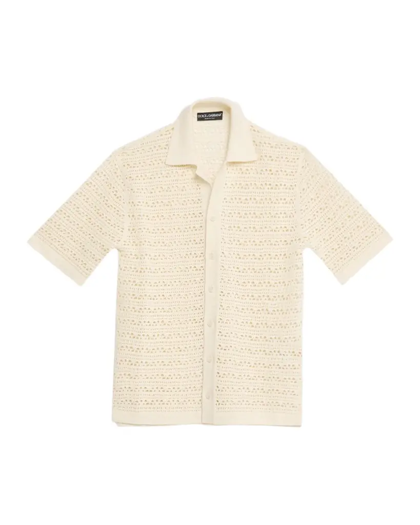 Dolce & Gabbana Men 's Crochet Short-Sleeve Button-Down Shirt