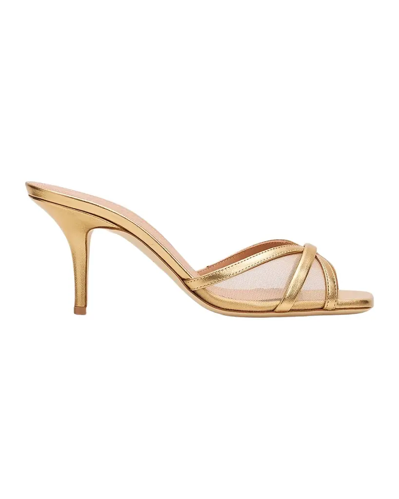 Malone Souliers 70mm Perla Metallic Leather and Mesh Sandals