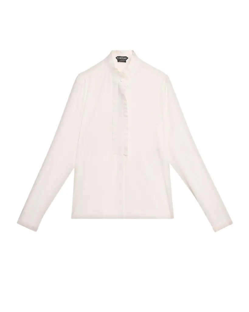 TOM FORD Silk Crepe de Chine Button-Front Blouse