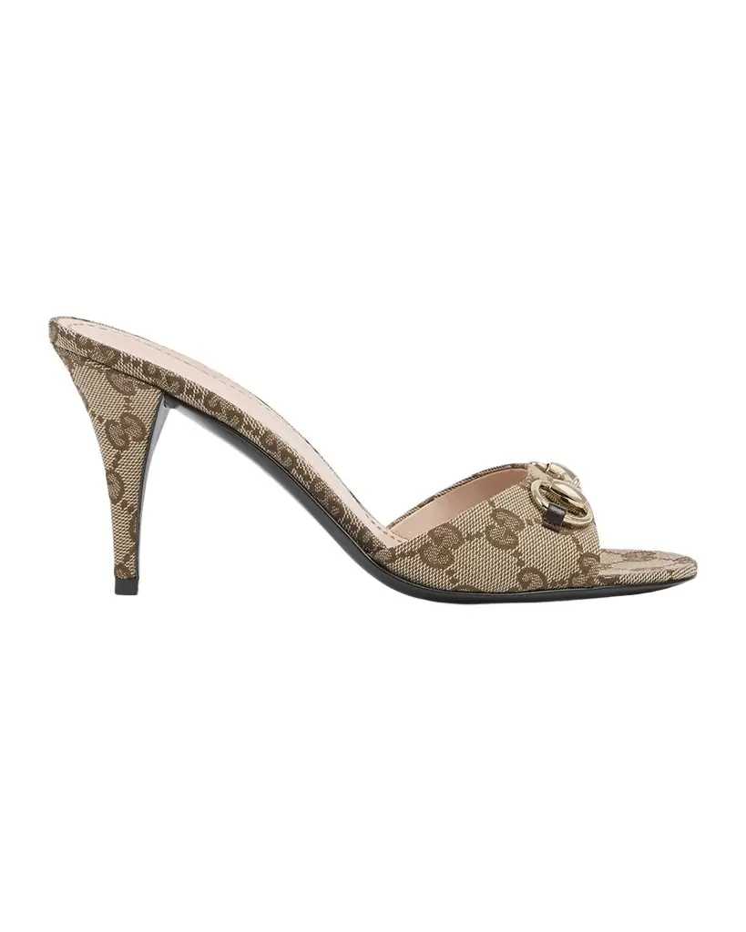 Gucci 85mm Erin GG Monogram Canvas Mules