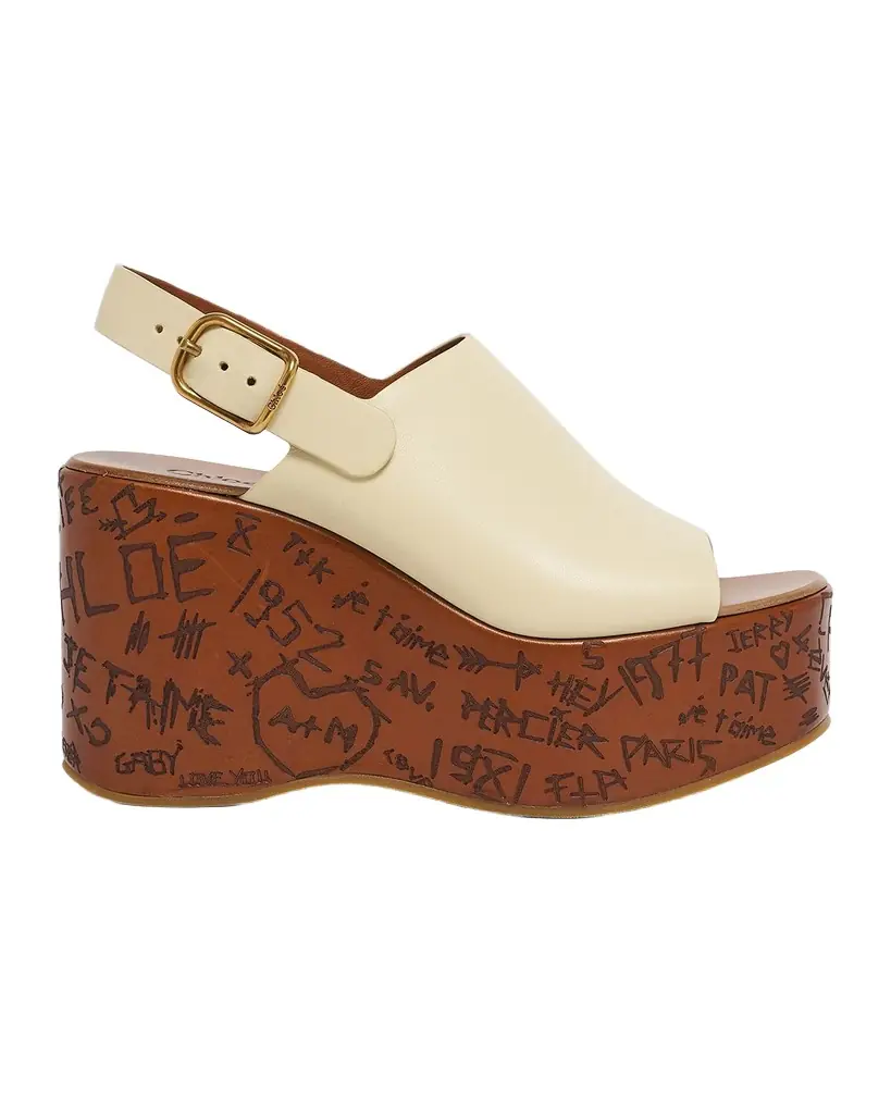 Chloe 80mm Maxime Leather Wedge Sandals