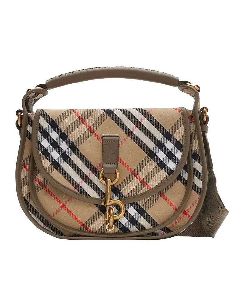 Burberry Small B Clip Check Messenger Bag