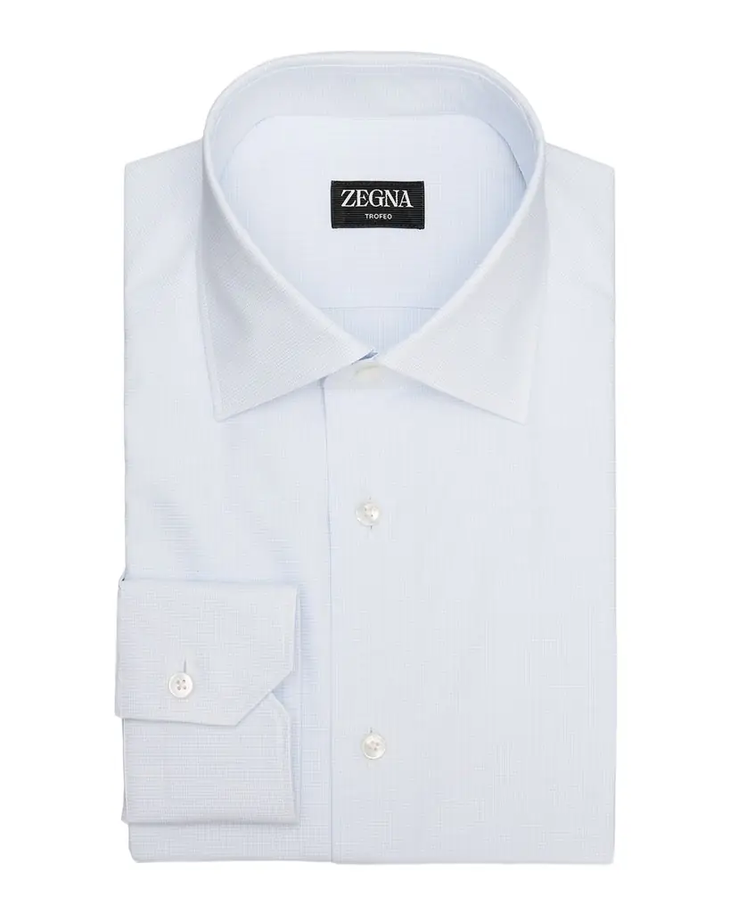 ZEGNA Men 's Trofeo Cotton Micro-Check Dress Shirt