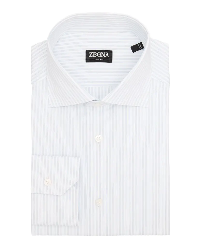 ZEGNA Men 's Trecapi Cotton Fine Stripe Dress Shirt
