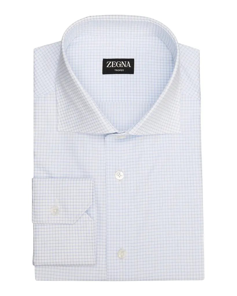 ZEGNA Men 's Trofeo Cotton Micro-Check Dress Shirt