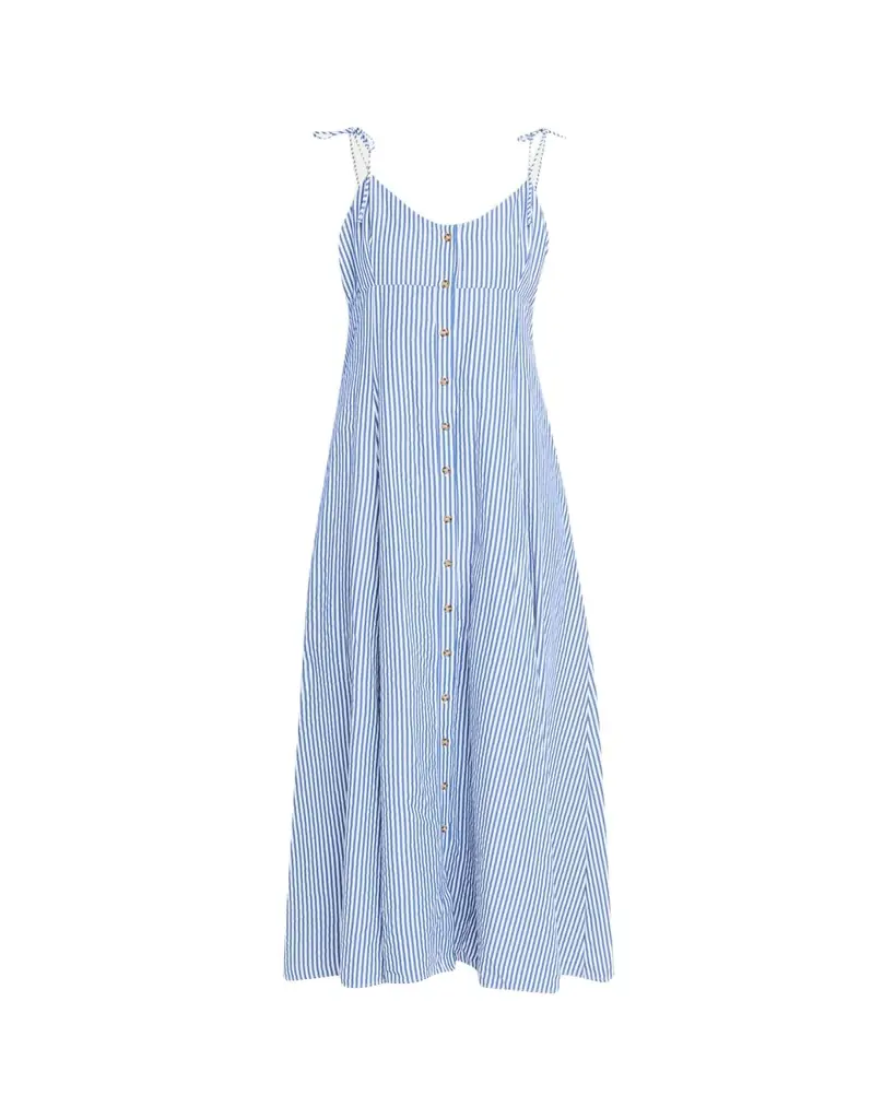 Rosie Assoulin High Garden Striped Button-Front Maxi Dress