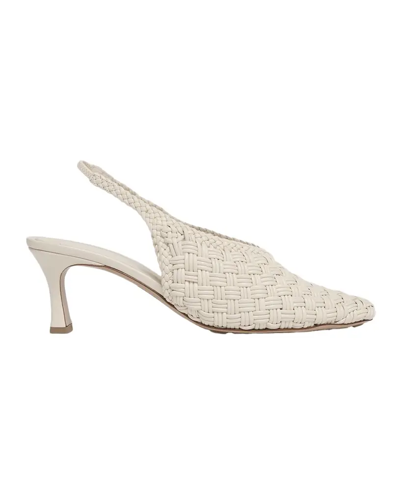 Bottega Veneta Sofia Intreccio Leather Slingback Pumps