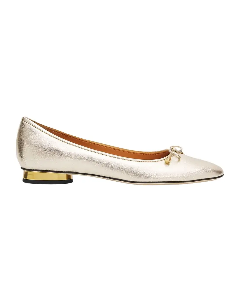 Tod 's Metallic Leather Ballerina Flats