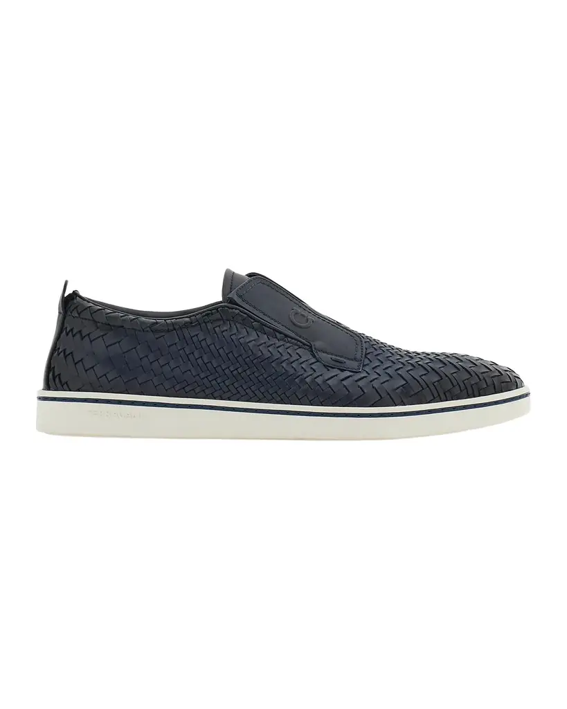 Ferragamo Men 's Woven Leather Slip-On Derby Sneakers