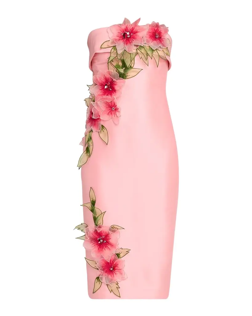 badgley mischka imitation pearl-embellished cocktail dress Badgley Mischka Imitation Pearl-Embellished Floral Cut-Out Coc