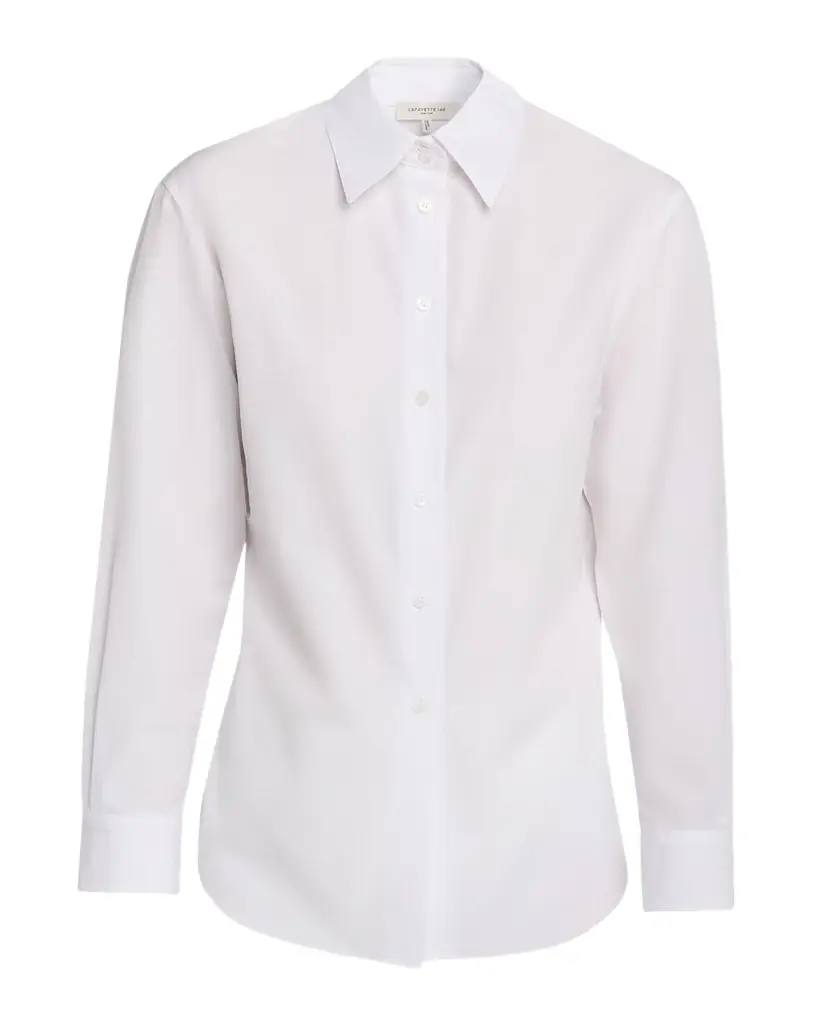 Lafayette 148 New York Cinched-Waist Cotton Poplin Shirt