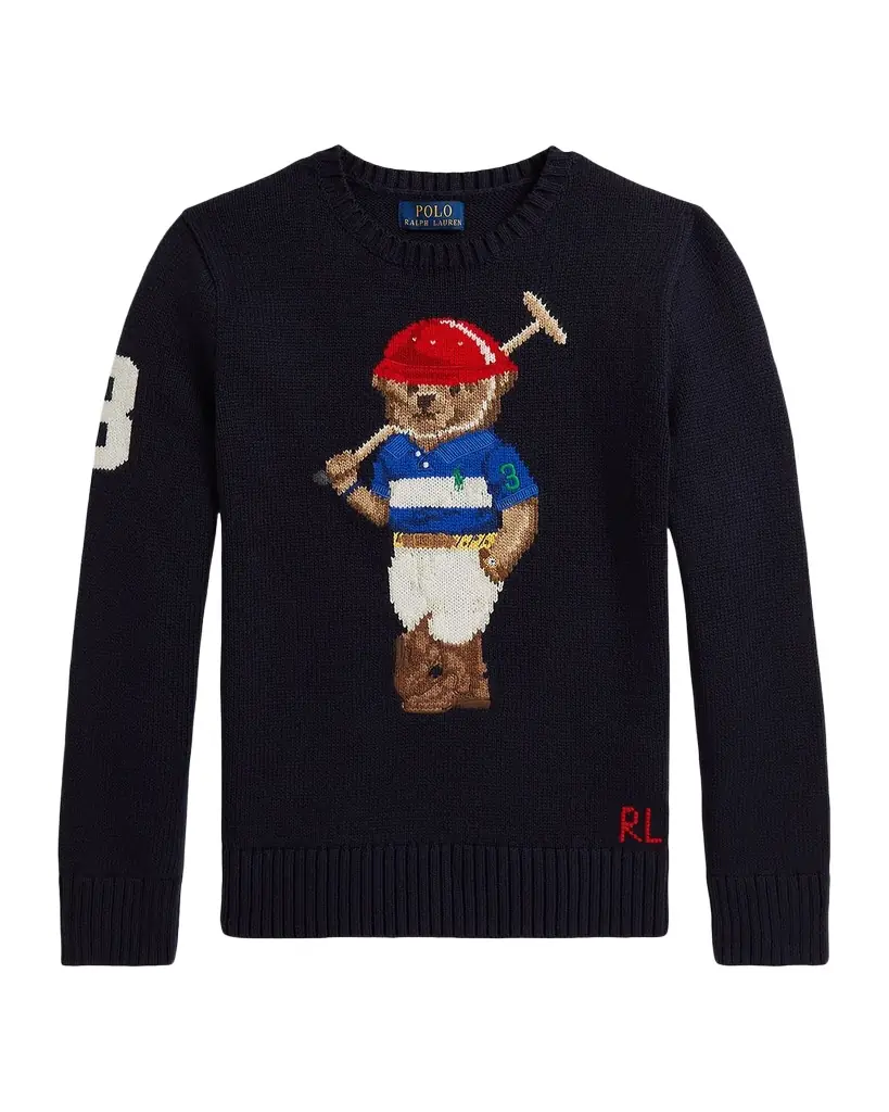 Polo Ralph Lauren Boy 's Polo Bear intarsia Crewneck Sweater