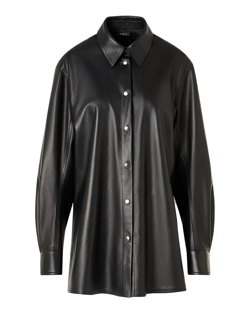 Akris Leather Button-Down Shirt