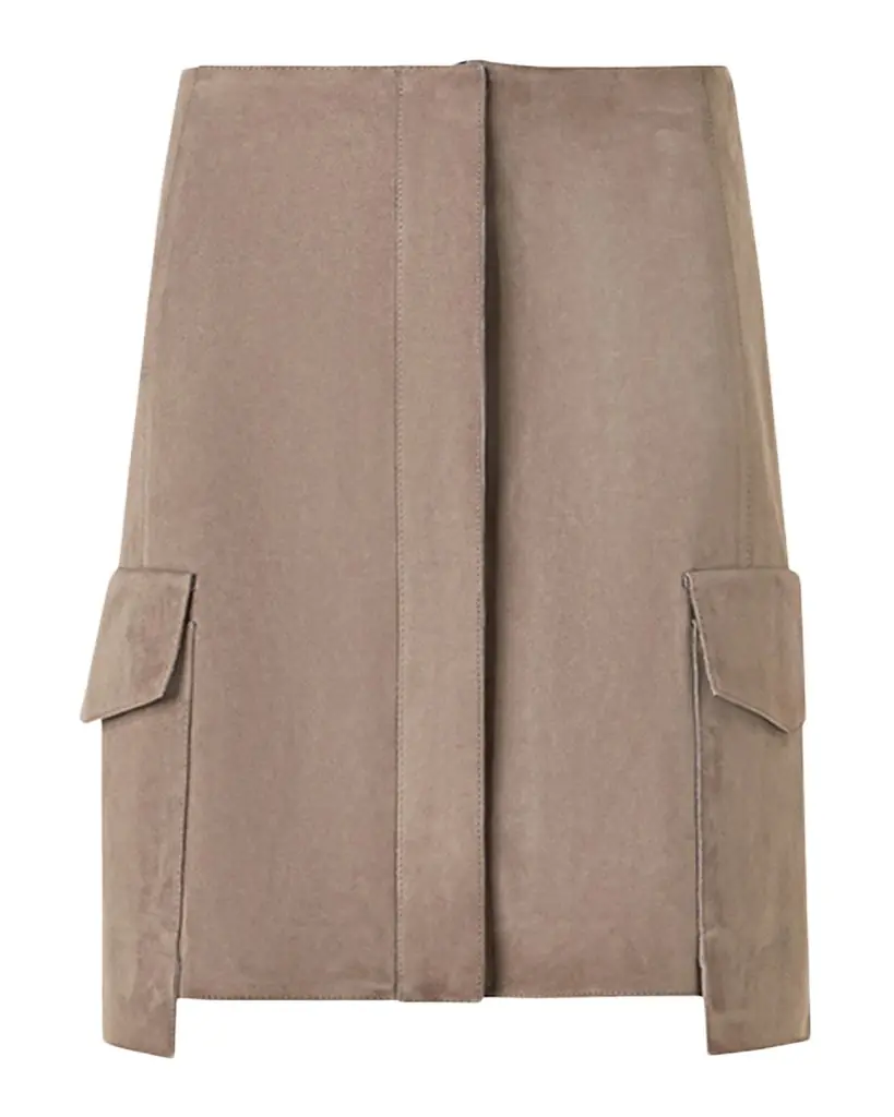 Akris Suede Cargo Pocket Mini Skirt