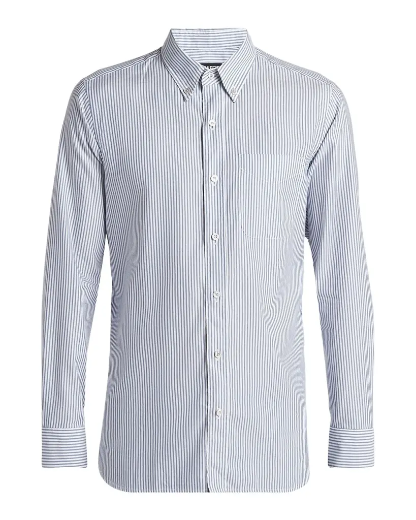 TOM FORD Men 's Oxford Striped Slim-Fit Dress Shirt