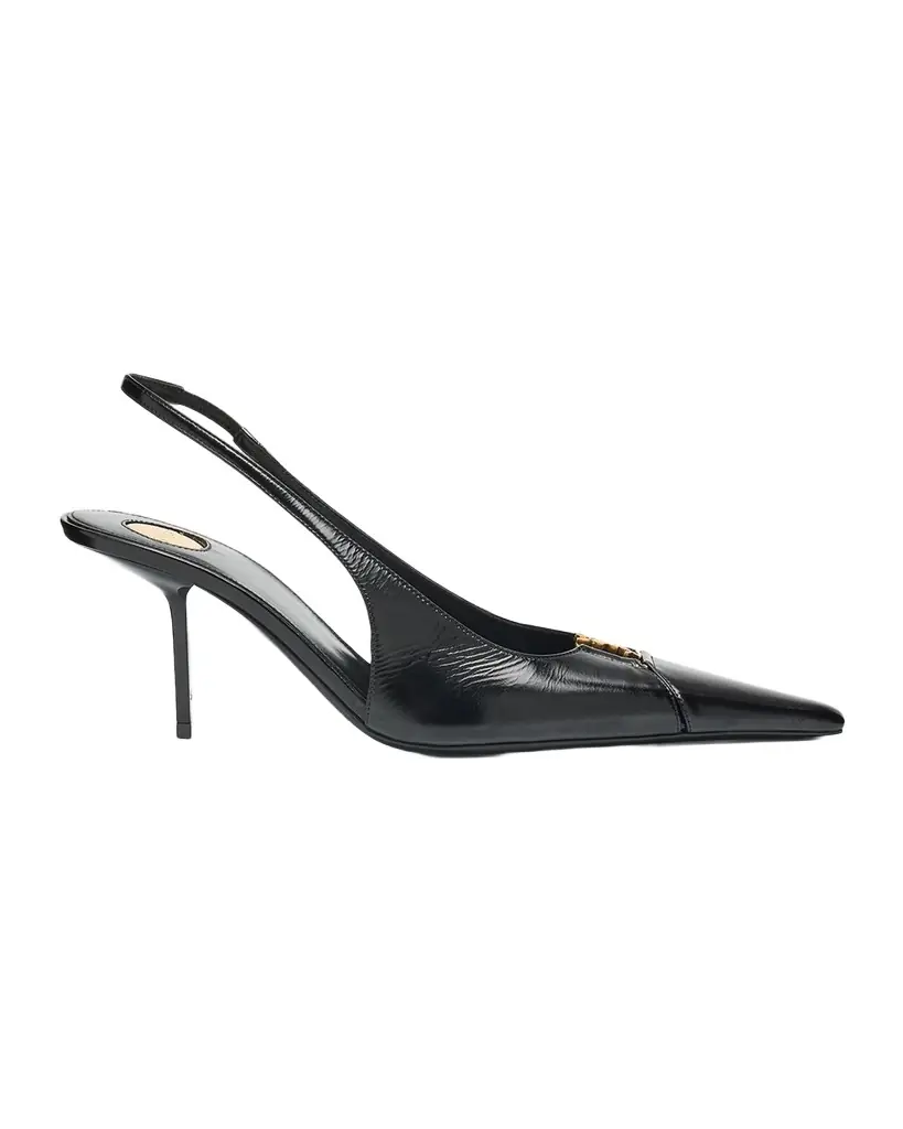 Saint Laurent 75mm Babylone Leather YSL Slingback Pumps
