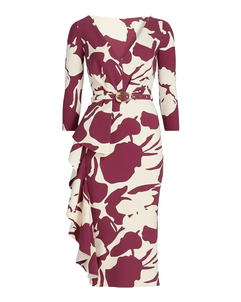 Chiara Boni La Petite Robe Ayaan Floral-Print Ruffle Midi Sheath Dress