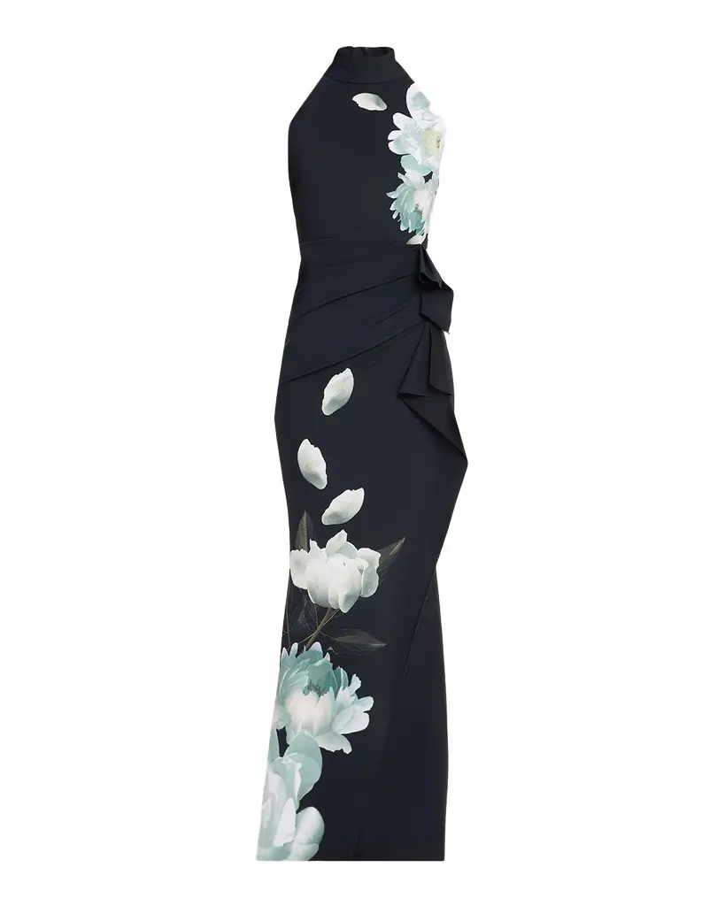 Chiara Boni La Petite Robe Gudrum Floral-Print Jersey Mermaid Gown