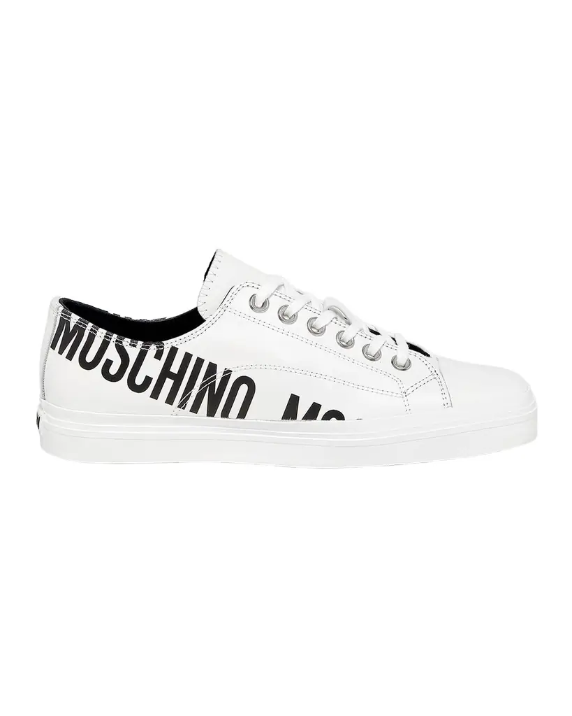 Moschino Men 's Logo-Printed Leather Low-Top Sneakers