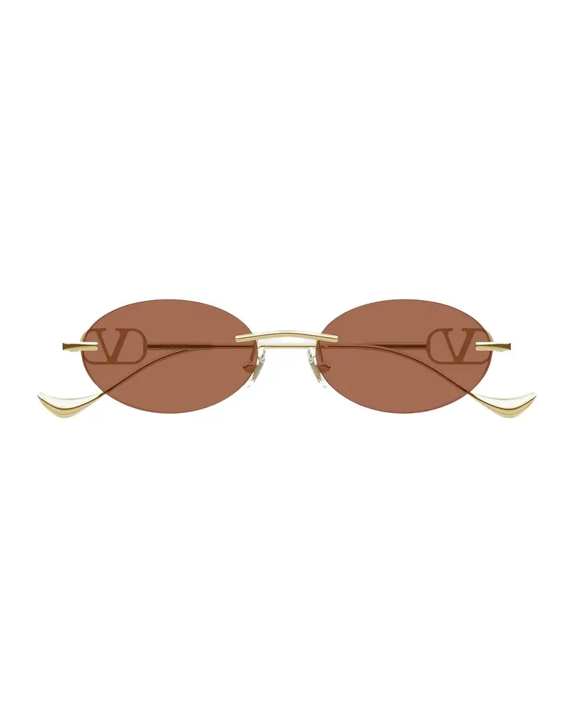 Valentino Garavani VLogo 53mm Metal Oval Sunglasses