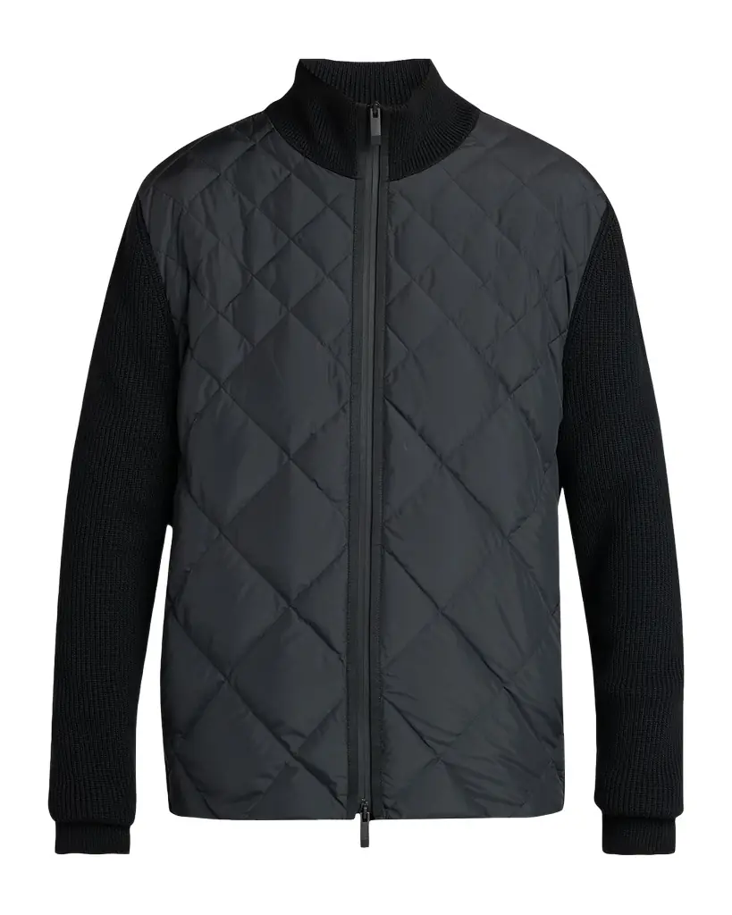 Moncler Men 's Quilted Knit Hybrid Full-Zip Cardigan