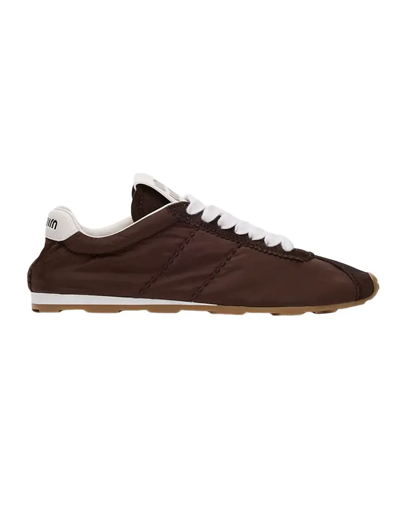 Miu Miu Low-Top Nylon & Suede Sneakers
