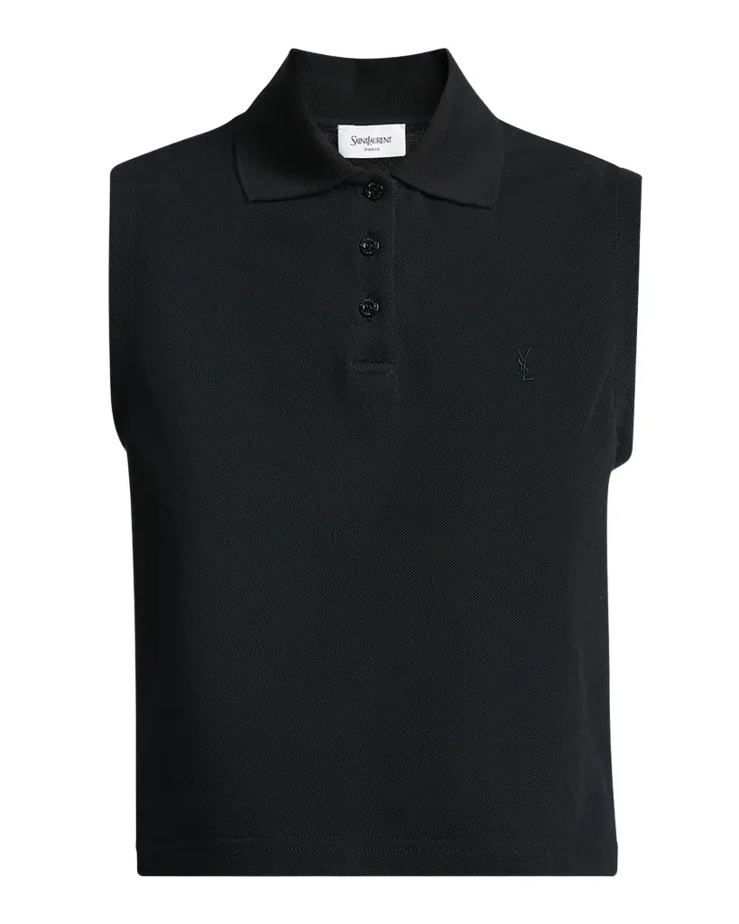 Saint Laurent Sleeveless Pique Polo Shirt