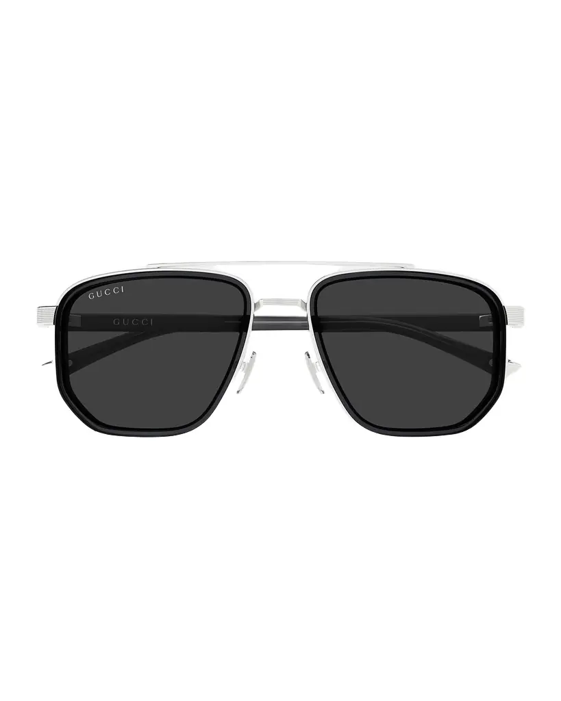 Gucci Men 's GG2073S-001 Metal and Acetate Rectangle Sunglasses