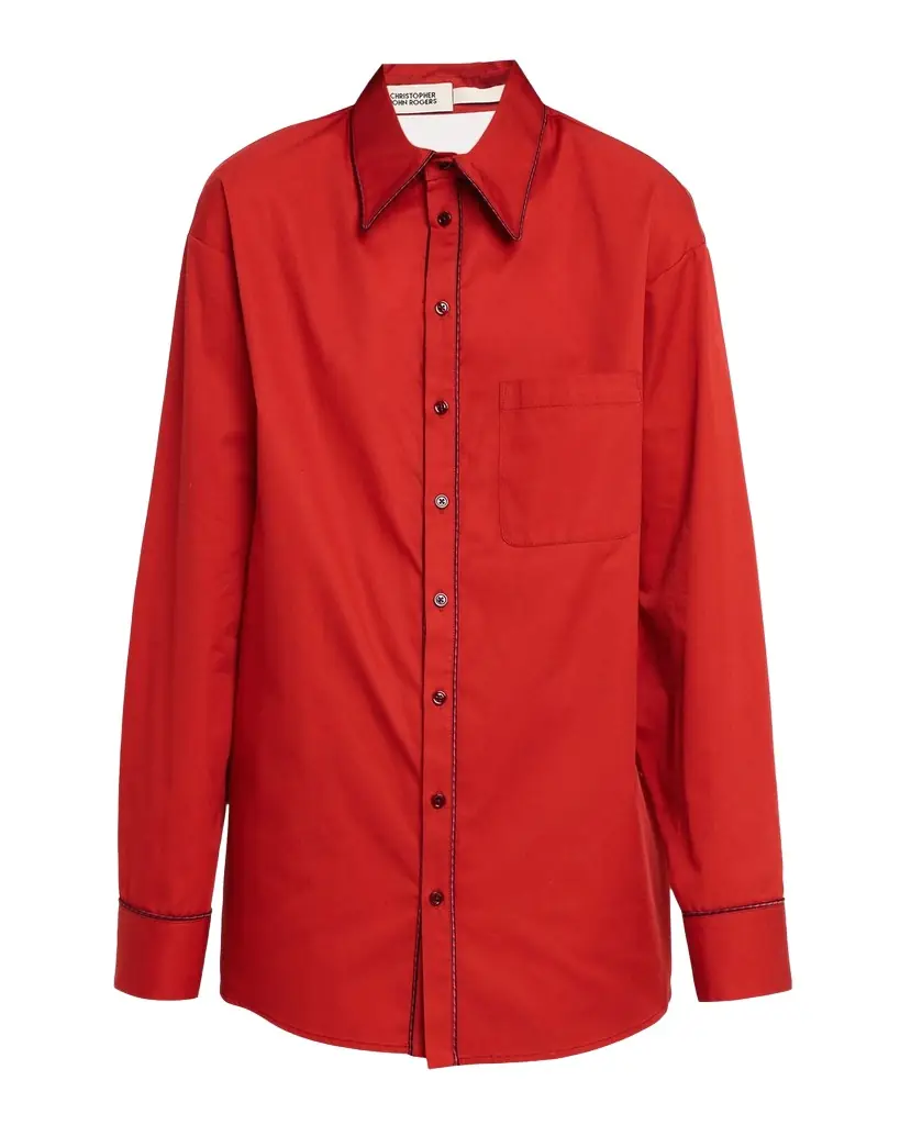 CHRISTOPHER JOHN ROGERS Convertible Jumbo Cotton Twill Shirt