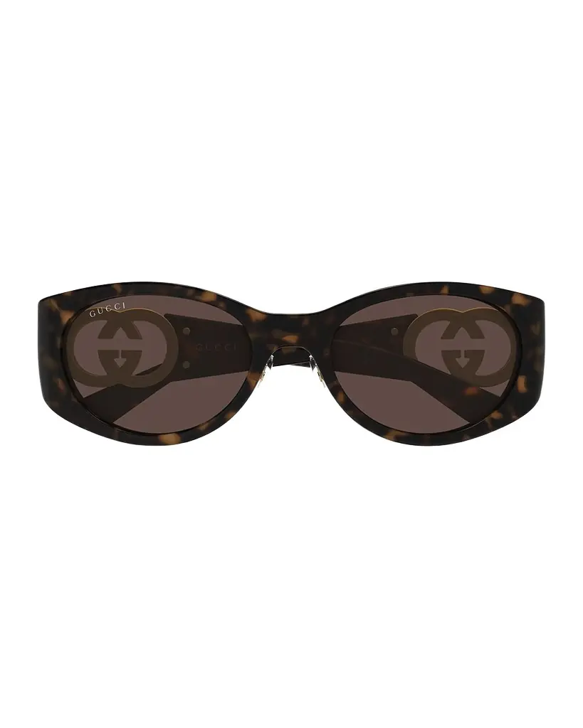 Crystal-Embellished Logo 51mm Oval Sunglasses