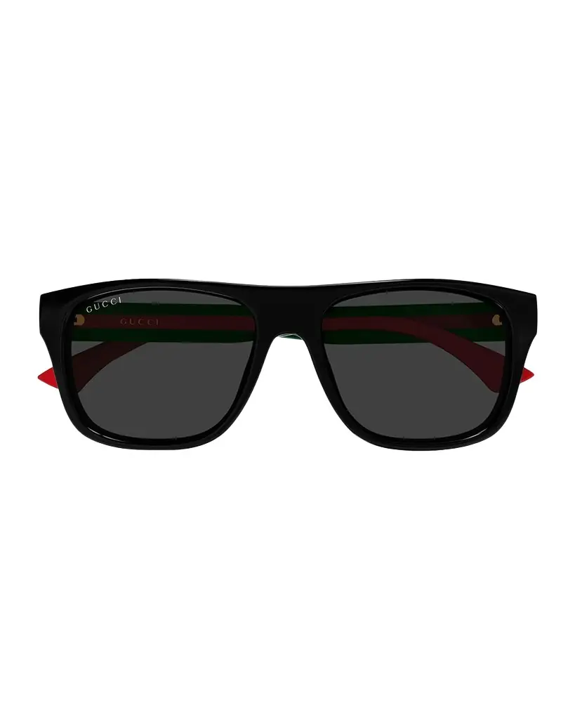 Gucci Men 's GG2119S-001 Green and Red Acetate Rectangle Sunglasses