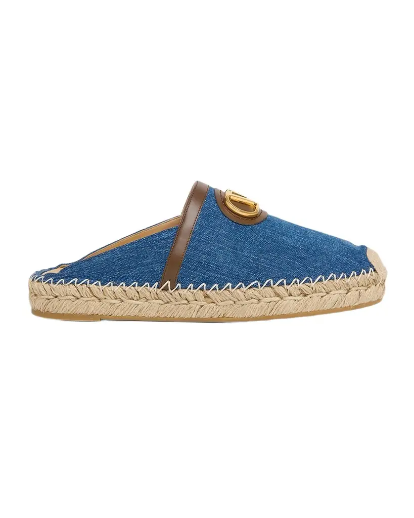 Valentino Garavani VLogo Denim Espadrille Mules
