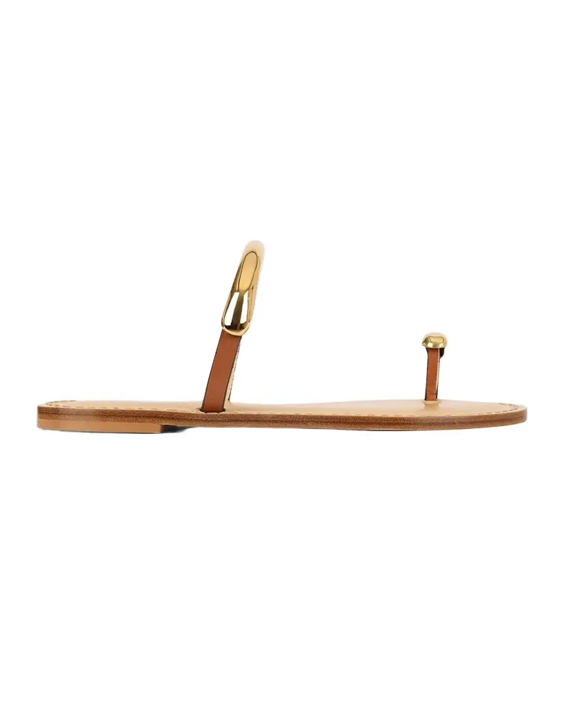 AMANU The Samburu Leather Toe-Ring Flat Sandals
