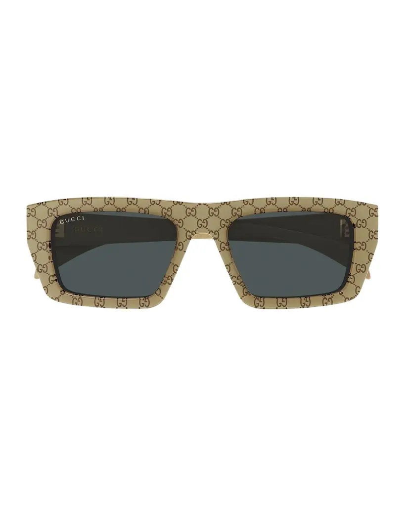 Gucci Men 's GG2020S-004 Logo Acetate Rectangle Sunglasses