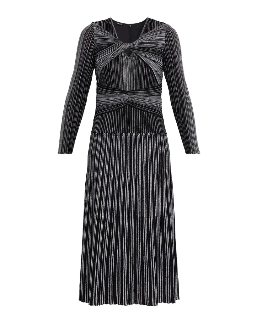 Misook Twist-Front Knit Midi Dress