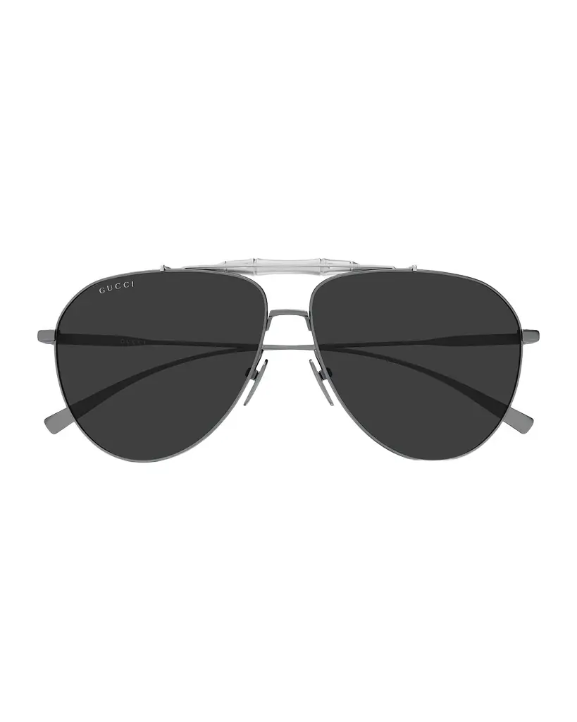 Gucci Men 's GG2064S-001 Double-Bridge Metal Aviator Sunglasses